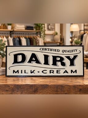 Vintage-Style Cream and Black Dairy Wall Plaque - Home Accents Decor
